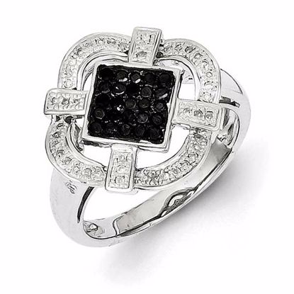 QR3290-8 White Night Sterling Silver Black & White Diamond Ring