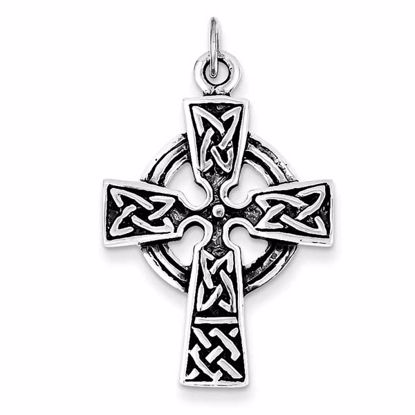 QC3369 Celtic Sterling Silver Antiqued Celtic Cross Charm