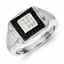 QR5492-9 Closeouts Sterling Silver Rhodium Plated Black and White Diamond Men's Ring