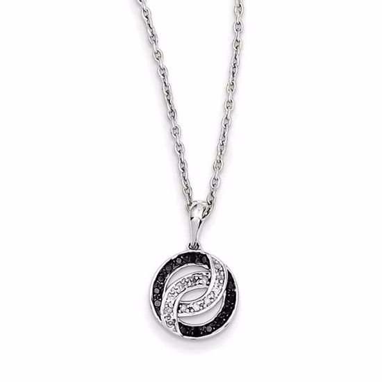 QP2369 White Night Sterling Silver Black & White Diamond Necklace