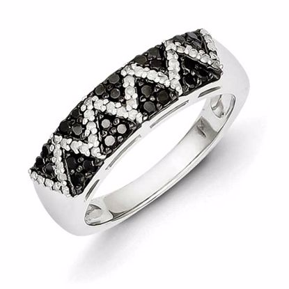 QR5409-8 White Night Sterling Silver White & Black Diamond Ring