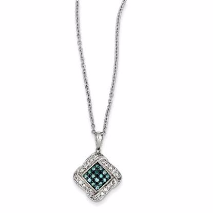 QP3696 White Night Sterling Silver Blue & White Diamond Pendant