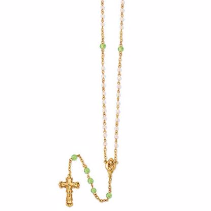 RF294 Vatican Gold-tone, light green & Aurora Borealis crystal rosary