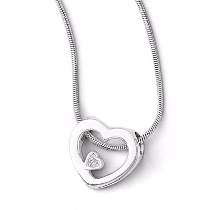 QW170-18 White Ice SS White Ice .03ct Diamond Heart Necklace