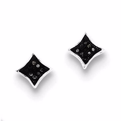 QE10859 White Night Sterling Silver Black Diamond Earrings