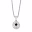 QP2300 Closeouts Sterling Silver Black and White Diamond Circle Pendant Necklace