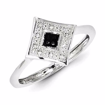 QR5401-8 White Night Sterling Silver Black and White Diamond Ring