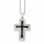 QP2272 White Night Sterling Silver Black & White Diamond Cross Pendant Necklace