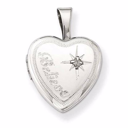 QLS552 Lockets Sterling Silver & Diamond Believe 12mm Heart Locket