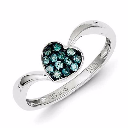 QR5171-8 White Night Sterling Silver Blue Diamond Small Heart Ring