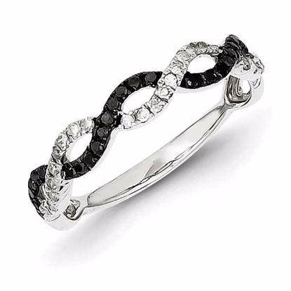 QR5435-8 White Night Sterling Silver Rhodium Plated Back & White Diamond Ring