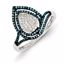 QR5202-8 Closeouts Sterling Silver Rhodium Plated Blue and White Diamond Ring