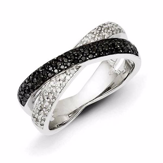 QR5406-6 White Night Sterling Silver Rhodium Plated Back & White Diamond Ring