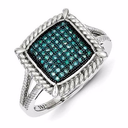 QR5281-8 White Night Sterling Silver Blue & White Diamond Ring