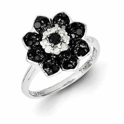 QR2996-8 White Night Sterling Silver Black & White Diamond Ring