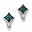 QE10773 White Night Sterling Silver J Hoop White & Blue Post Earrings