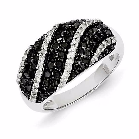 QR2978-7 White Night Sterling Silver Black & White Diamond Ring