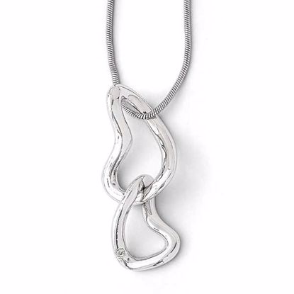 QW211-18 White Ice SS White Ice .015ct. Diamond Heart Necklace