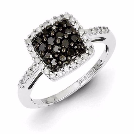 QR2991-8 White Night Sterling Silver Black & White Diamond Ring