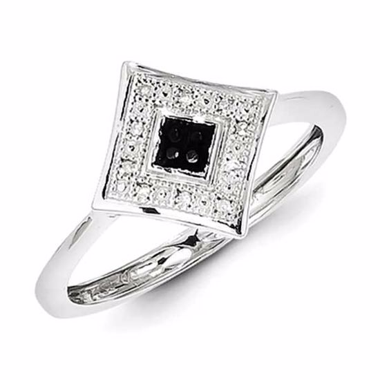 QR5401-7 White Night Sterling Silver Black and White Diamond Ring