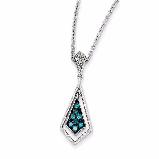 QP3735 White Night Sterling Silver Blue Diamond Geometric Pendant