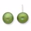 QE7804 Pearls Sterling Silver 10-11mm FWC Button Pearl Green Earrings