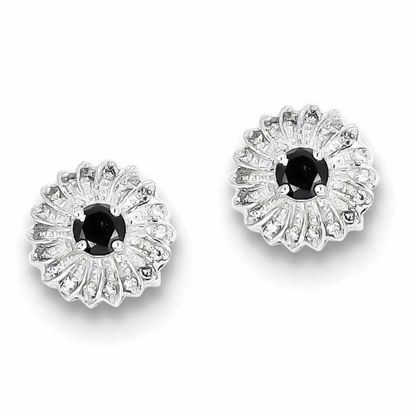 QE10856 White Night Sterling Silver Black & White Diamond Earrings