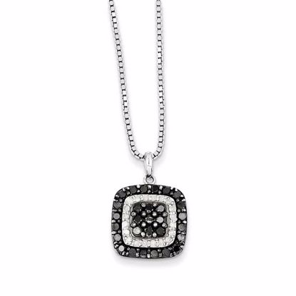 QP2170 White Night Sterling Silver Black & White Diamond Pendant Necklace