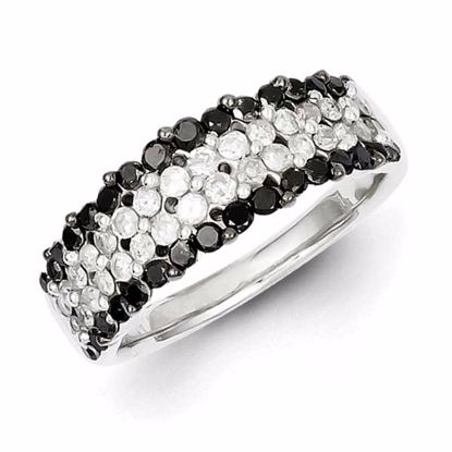 QR3220-8 White Night Sterling Silver Black & White Diamond Ring