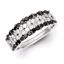 QR3220-8 White Night Sterling Silver Black & White Diamond Ring