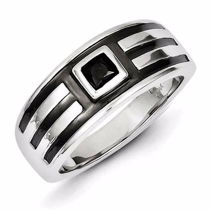 QR5544-11 White Night Sterling Silver Black & Black Rhodium Diamond Men's Ring