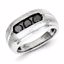QR5462-11 White Night Sterling Silver & Three Black Diamond Mens Ring