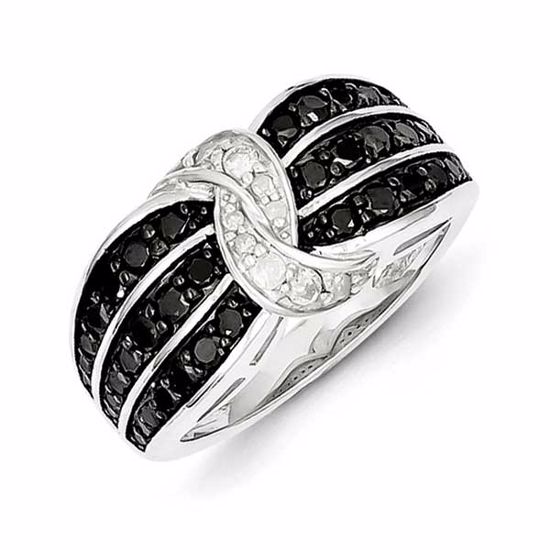 QR3017-6 White Night Sterling Silver Black & White Diamond Ring