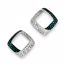 QE10768 White Night Sterling Silver White & Blue Diamond Square Post Earrings