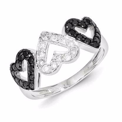 QR5358-7 White Night Sterling Silver Black & White Diamond Ring