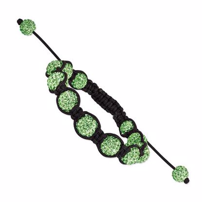BF1433 Spotlight - Macrame Bracelets 10mm Green Crystal Beads Black Cord Bracelet