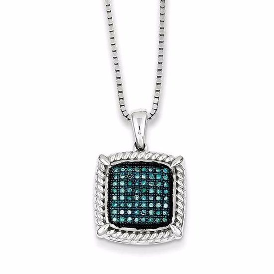 QP3726 White Night Sterling Silver Blue & White Diamond Pendant