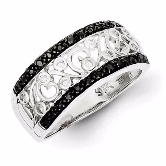 QR5425-6 White Night Sterling Silver Rhodium Plated Back & White Diamond Ring