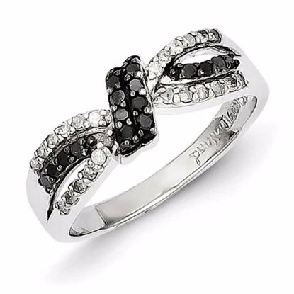 QR3024-6 White Night Sterling Silver Black & White Diamond Ring