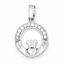 QC7622 Celtic Sterling Silver Rhodium Plated CZ Claddagh Pendant