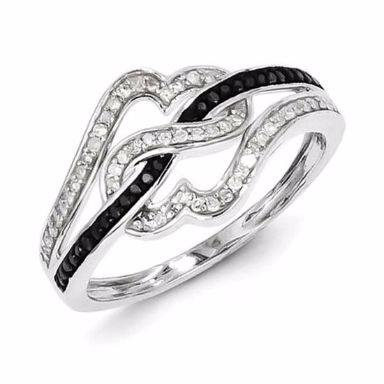 QR5356-7 White Night Sterling Silver Black and White Diamond Ring