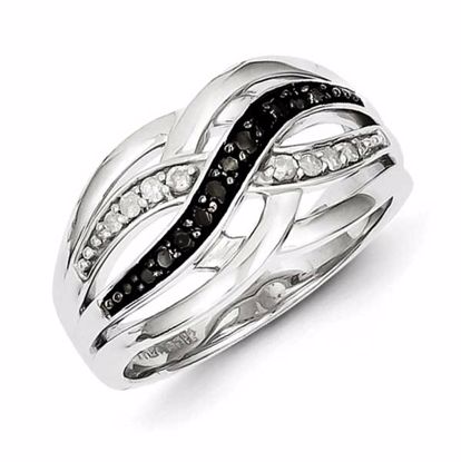 QR3022-8 White Night Sterling Silver Black & White Diamond Ring