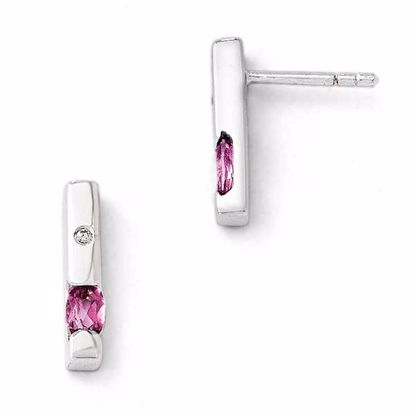 QW210 White Ice SS White Ice .02ct. Diamond and Pink Topaz Earrings