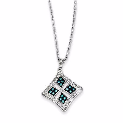 QP3725 White Night Sterling Silver Blue & White Diamond Pendant