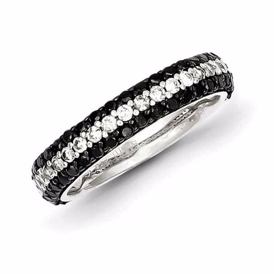 QR3274-6 White Night Sterling Silver Black and White Diamond Ring