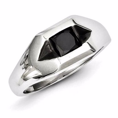 QR5540-11 White Night Sterling Silver Black Rhodium And Black Diamond Mens Ring