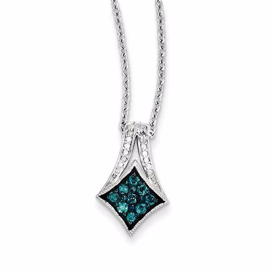 QP3720 White Night Sterling Silver Blue Diamond Pendant