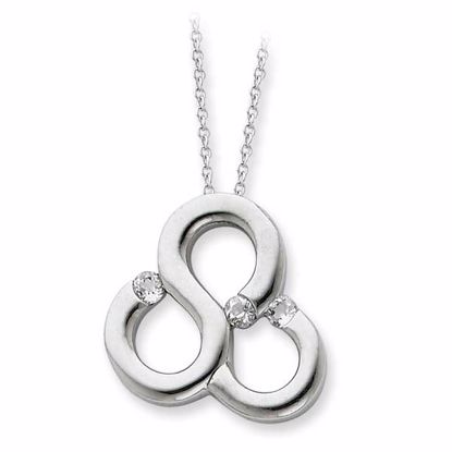 QSX262 Sentimental Expressions Sterling Silver & CZ Polished Threefold Blessing 18in Necklace