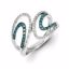 QR5329-6 Closeouts Sterling Silver Rhodium Plated Blue & White Diamond Swirl Ring