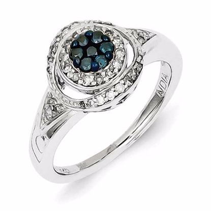 QR5262-7 White Night Sterling Silver Blue Diamond Circle Ring